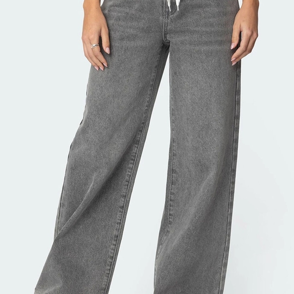 PacSun Edikted Gray Wide Leg Women's Jeans - Picture 3 of 8